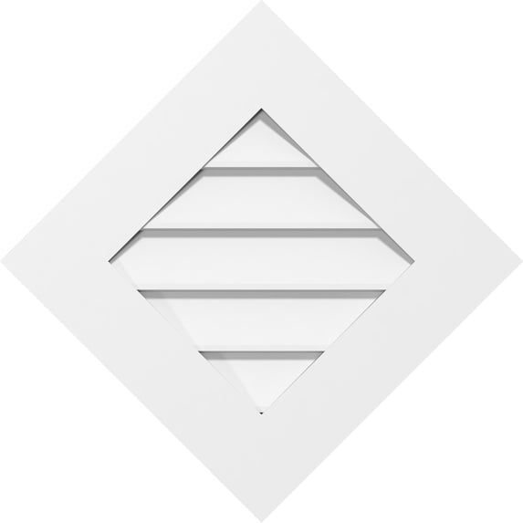40"W x 40"H Diamond Surface Mount PVC Gable Vent: Non-Functional, w/ 3-1/2"W x 1"P Standard Frame