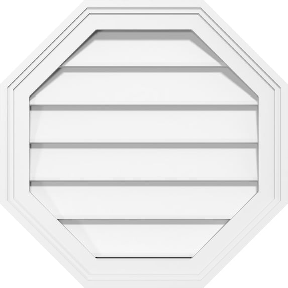 40"W x 40"H Octagonal Surface Mount PVC Gable Vent: Non-Functional, w/ 2"W x 1-1/2"P Brickmould Frame