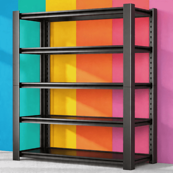40"W x 72"H Utility Kitchen Shelves,5 Tier Shelving Unit,3000LBS Metal Shelf Organizere,Adjustable Storage Shelves for Pantry,Industrial,Basement,Bathroom, Warehouse,Closet,Black,18"D