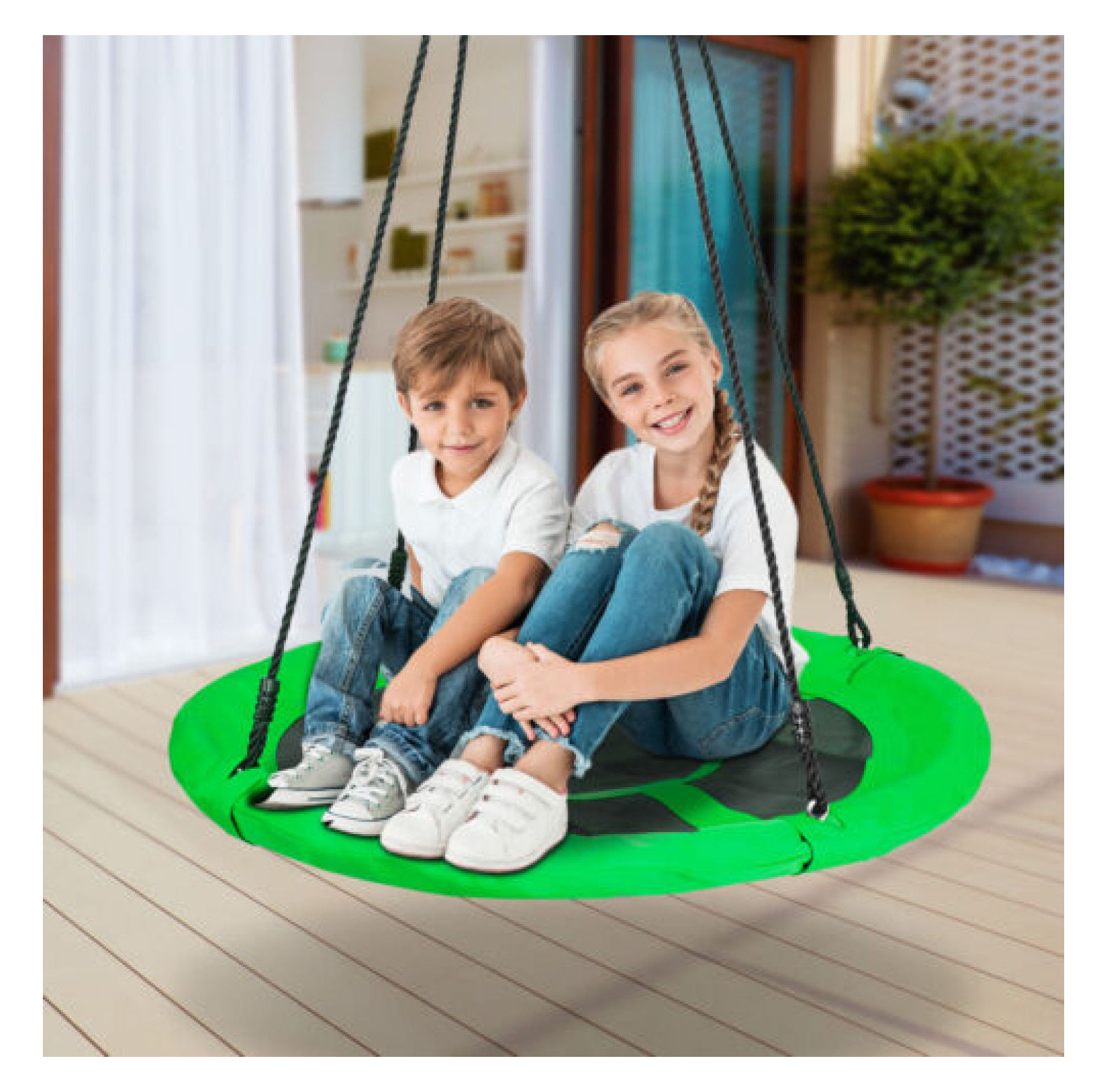 Adjustable Rope Children's Swing DORTALA 40 Inch Tree Swing - Colorful ...