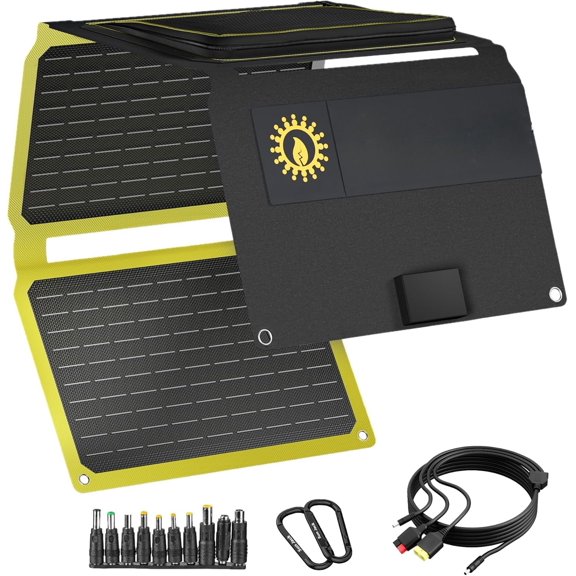 - 40 Watt Foldable Solar Panel, ETFE Portable Solar Panel with Kickstands, -C PD30W, -A QC3.0, DC Output, Solar Panels for Camping, Hiking, Power