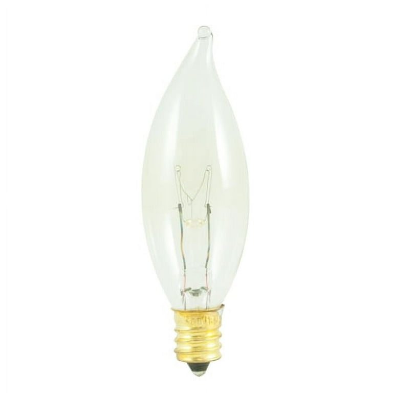 INCANDESCENT PETITE CLEAR FLAME TIP CHANDELIER BULB TYPE E12 BASE  (CANDELABRA) 15W 120V – Lightbulb