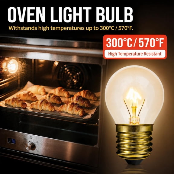 40 Watt Oven Light Bulb G45, 300 Hight Temp Appliance Light Bulbs Replacement for Oven, Refrigerator, Microwave, 110 to 130 Volt, Dimmable 2-Pack
