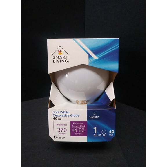 40 Watt Soft White Decorative Globe Light Bulb 370 Lumen Smart Living 6 Pack L13