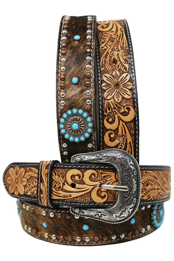 40 Western 1 1/2" Wide Men Women Rodeo Floral Tooled Leather Belt 26FK77