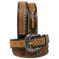 thumbnail image 1 of 40  Western Antique Turquoise Stone Full-Grain Leather Belt 26FK78, 1 of 1