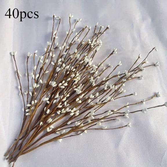 40 White Artificial Berry Branches for Christmas - Perfect for Tree Decorations, Wreaths, and DIY Crafts - Holiday Home Decor, Holly Branches