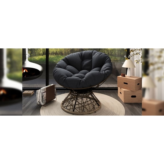 40" Wicker Chair with Comfort Design | Waterproof Fabric for Indoor/Outdoor Use | High-Capacity Iron Frame | Provides Cozy Seating