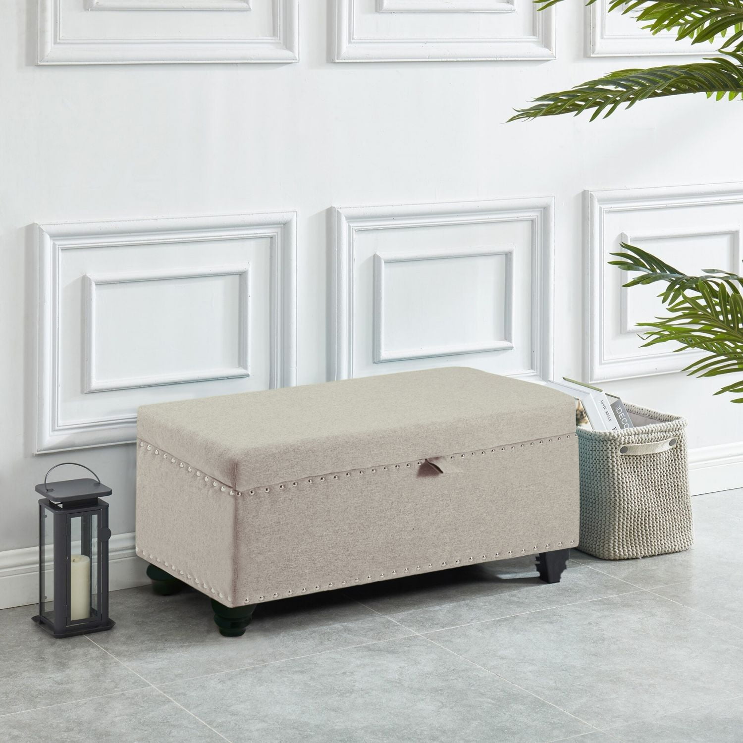 Tufted rectangle storage ottoman deals