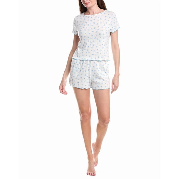 40 Winks womens  2pc Pajama Short Set, m, White