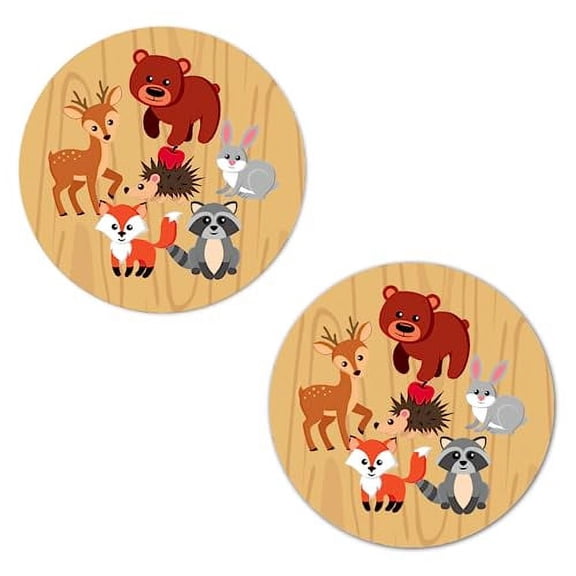 40 Woodland Creatures Round Stickers, Forest Animals 2 Inch Big Round Glossy Labels, Theme For Baby Shower, Birthday, Baby Sprinkle Shower, Great for Party Favors, Tags, Games. Made in USA