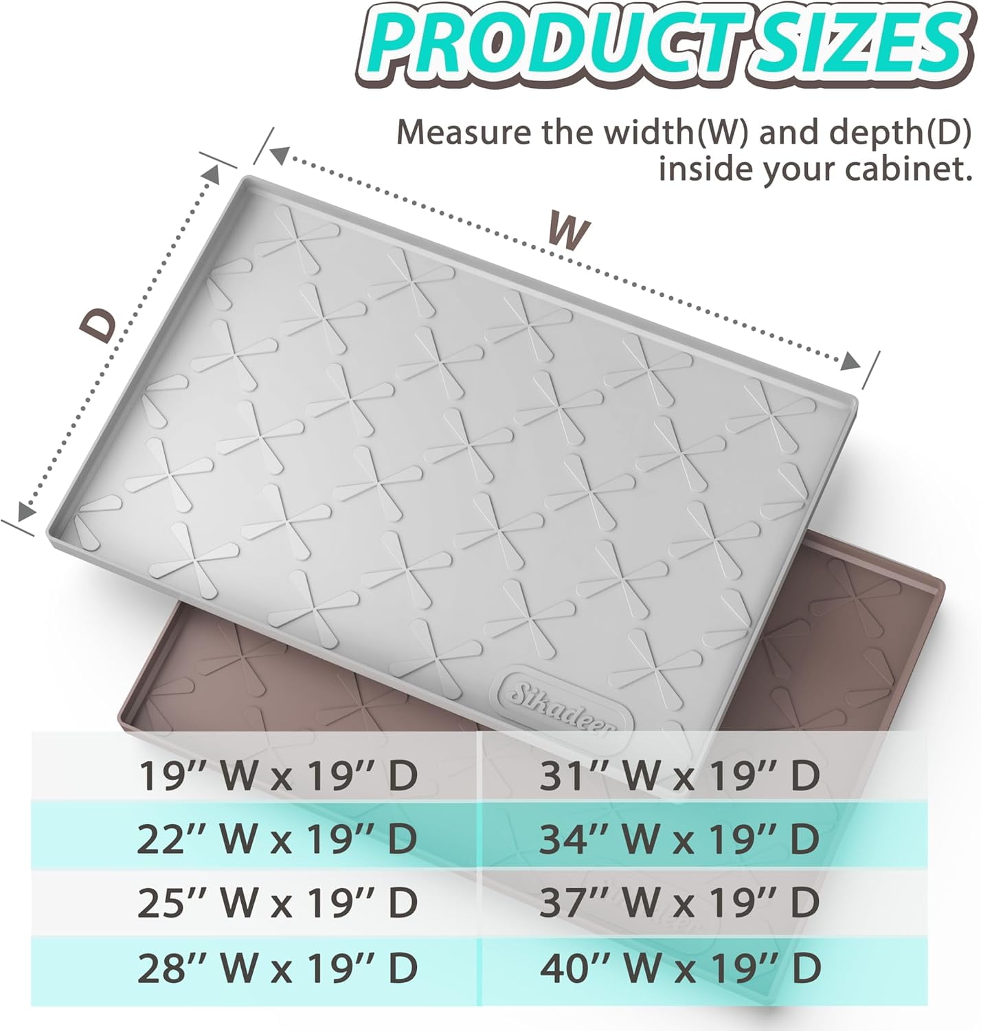 40" X 19" Waterproof Silicone Under Sink Mat for Bathroom, Cabinet Shelf Protector, Organizer ...
