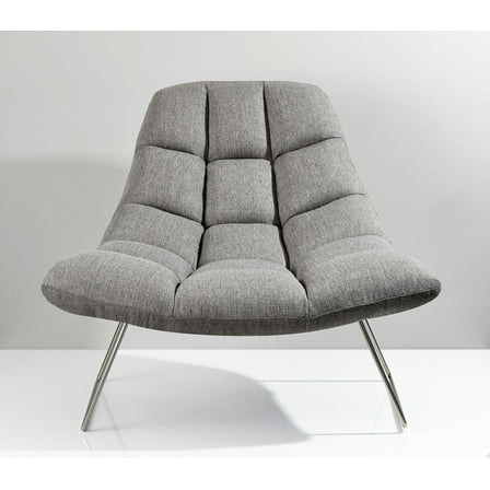 40" X 33" X 33" Light Grey Soft Textured Fabric and Brushed Steel Chair