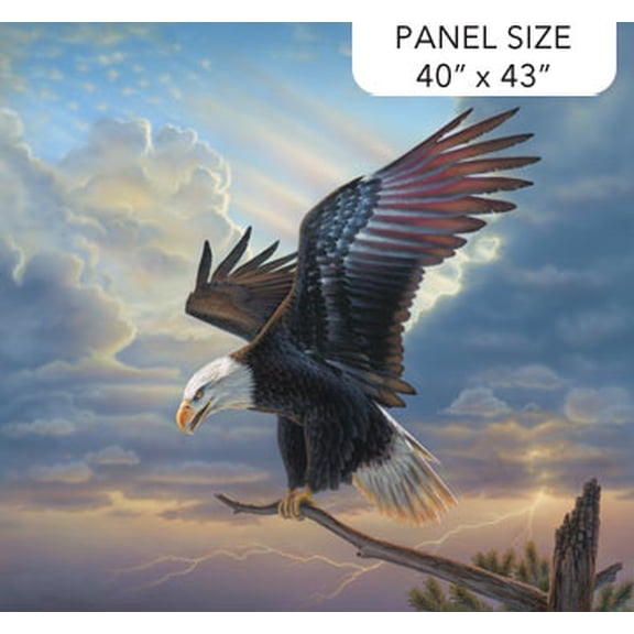 40" X 43" Panel Winged Glory Bald Eagle Bird Patriotic USA Liberty Northcott Cotton Fabric Panel (DP25139-42)