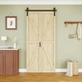 thumbnail image 1 of 40" X 84" Pine Solid Core Wood Unfinished K Bi-Fold Barn Door With Installation Hardware Kit, 1 of 7