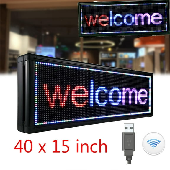 40"X15" 3-Color Wifi USB LED Light Sign Programmable Scrolling Sign High Resolution