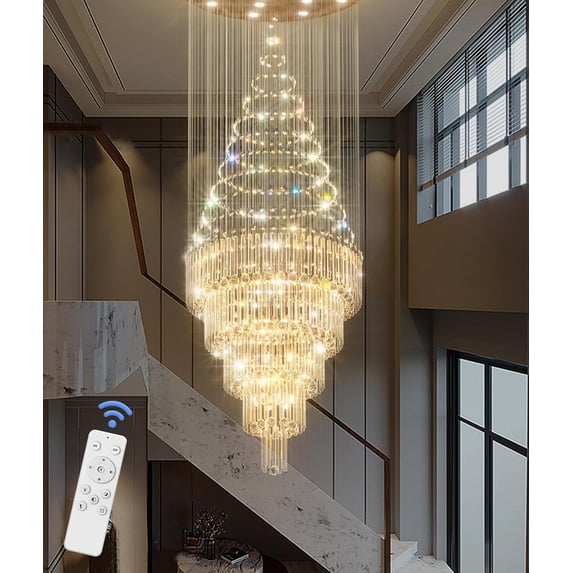 40''X90 Large Crystal Chandelier for High Ceiling Modern Crystal ...