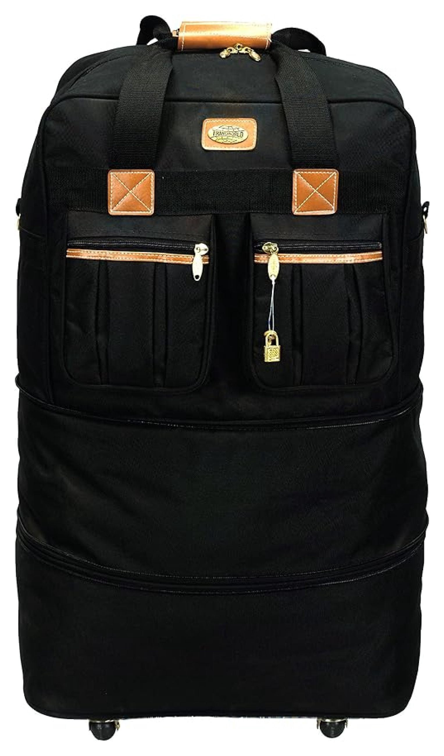 40" XXL Black Heavy Duty Polyester Rolling Wheeled Duffle Bag Suitcase Luggage