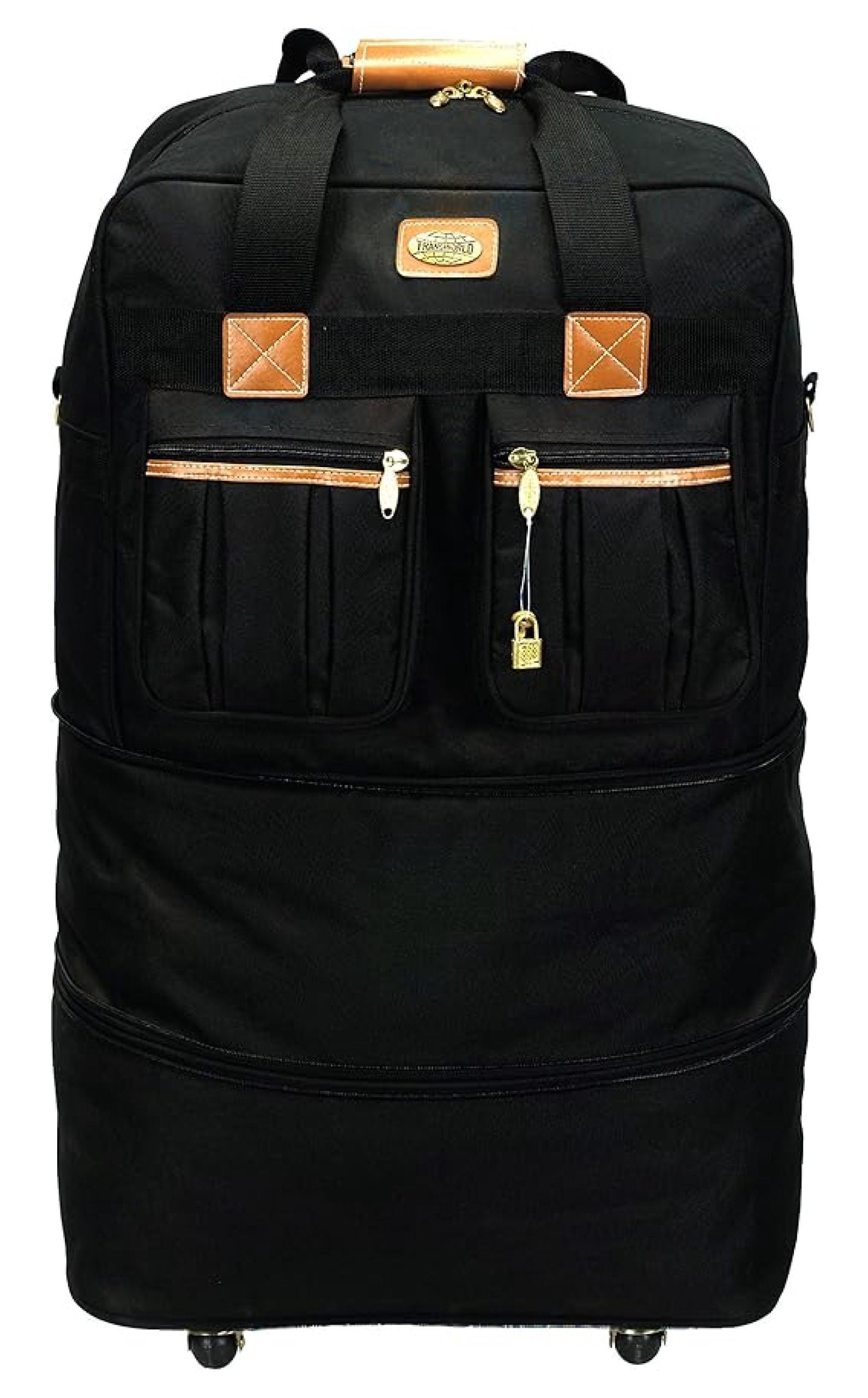 40" XXL Black Heavy Duty Polyester Rolling Wheeled Duffle Bag Suitcase Luggage