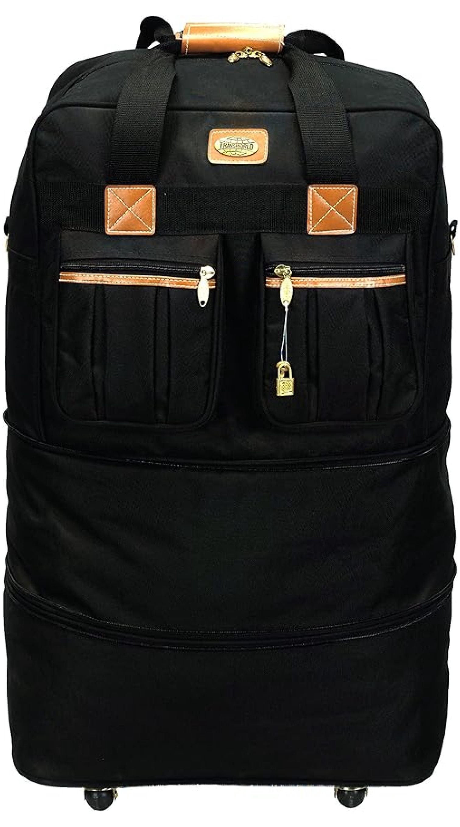 40" XXL Black Heavy Duty Polyester Rolling Wheeled Duffle Bag Suitcase Luggage