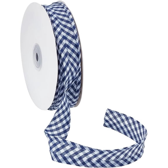 40 Yards Double Fold Bias Binding Tape, 4/5 Inch Gingham Bias Binding Tape Blue Gingham Bias Tape for Sewing Seaming Hemming Piping Quilting