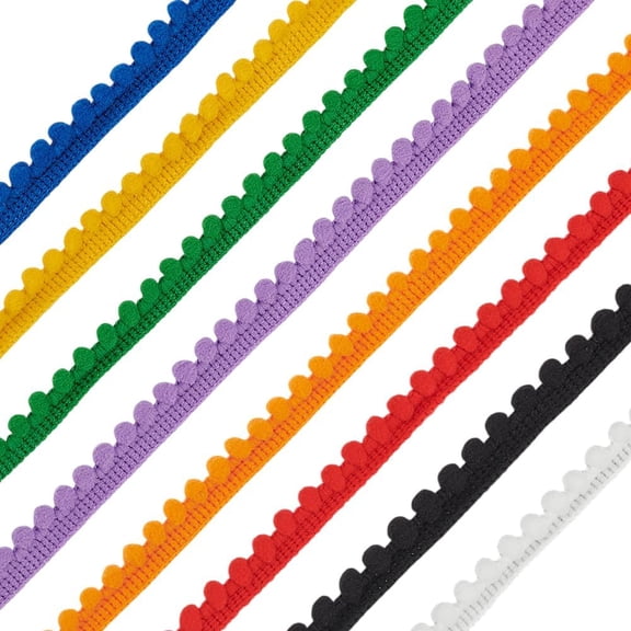 40 Yards Pom Pom Fringe Trim 3/8/10mm Balls Fringe Trim Multicolor Pom Pom Ball Fringe Trim Ribbon Pom Fringe Tassel Lace Ball Fringe Ribbon for Decoration DIY Crafts Sewing Colorful