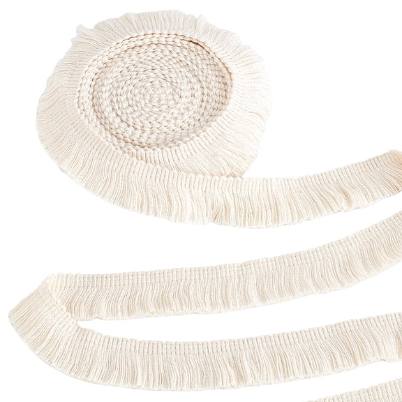 40 Yards Tassel Trim Fringe 1 inch Wide Macrame Tassel Lace Cotton Sewing Lace Trim for Clothes Lamp Shade Curtain Dress DIY Crafts Accessories Home Party Decoration Old Lace DIY