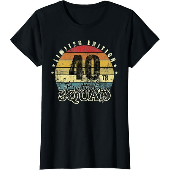 40 Year Old Birthday Squad Tee Vintage 40th Party Matching T-Shirt