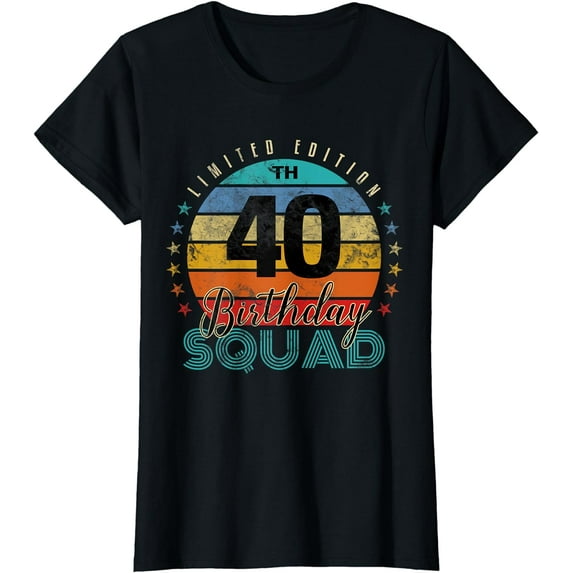 40 Year Old Birthday Squad Vintage 40th B-Day Group Friends T-Shirt