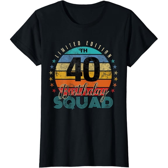 40 Year Old Birthday Squad Vintage 40th B-Day Group Friends T-Shirt