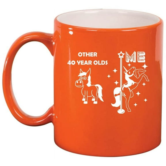 40 Year Old Superstar Unicorn Funny 40th Birthday Ceramic Coffee Mug Tea Cup Gift for Her, Friend, Coworker, Sister (11oz Orange)