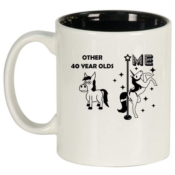 40 Year Old Superstar Unicorn Funny 40th Birthday Ceramic Coffee Mug Tea Cup Gift for Her, Friend, Coworker, Sister (11oz White)