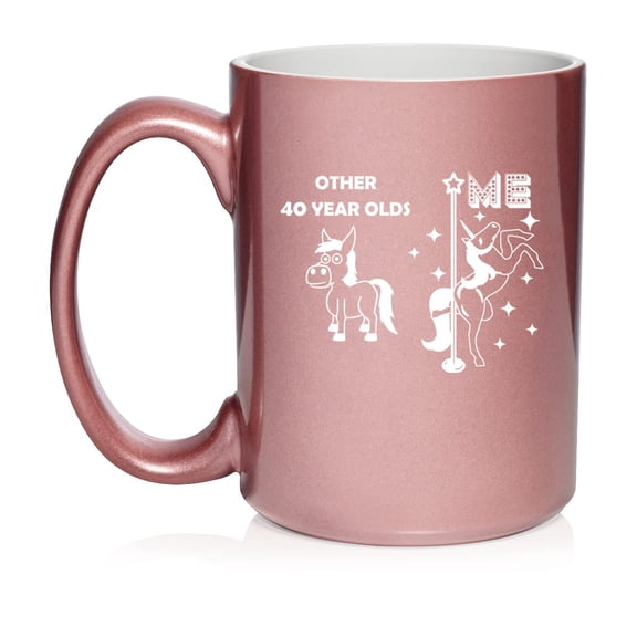 40 Year Old Superstar Unicorn Funny 40th Birthday Ceramic Coffee Mug Tea Cup Gift for Her, Friend, Coworker, Sister (15oz Rose Gold)