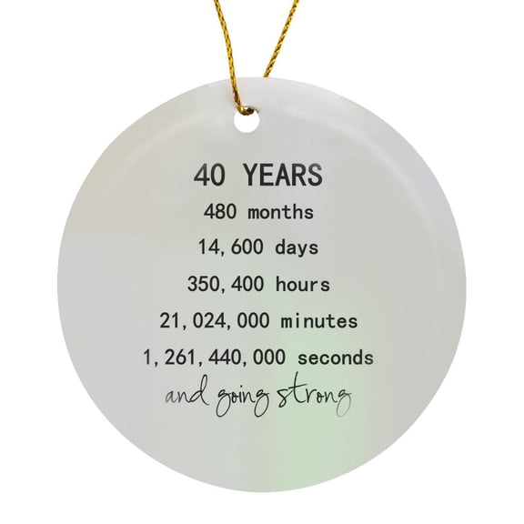 3drose, 40 Years in Months Days Hours Minutes Seconds Anniversary Going Strong, Circle Porcelain Ornament