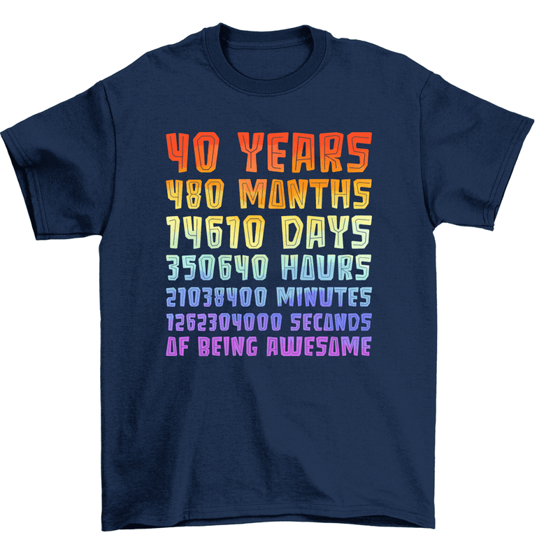 40 Years Of Being Awesome Months Days 40th Birthday T-Shirt Men