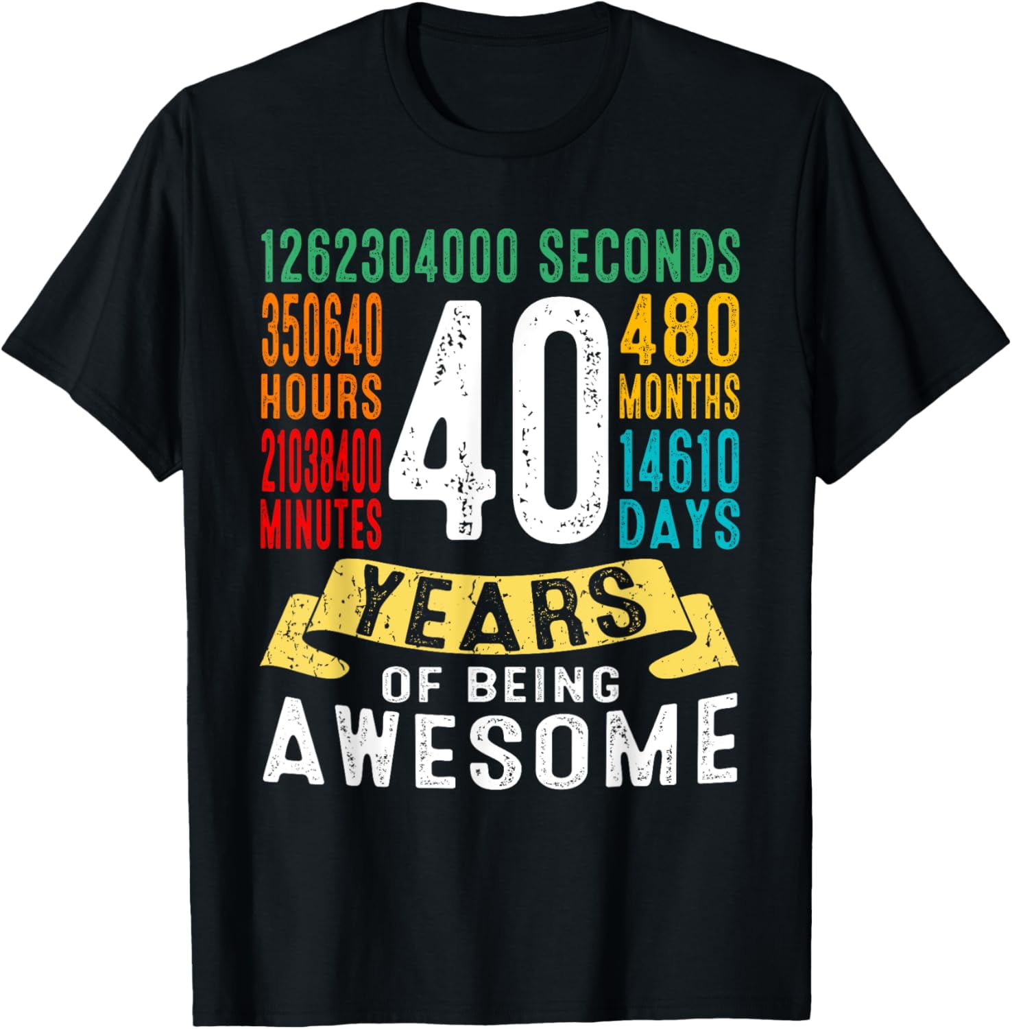 40 Years Old 40th Birthday Gifts Retro Vintage 480 Months T-ShirtMen ...