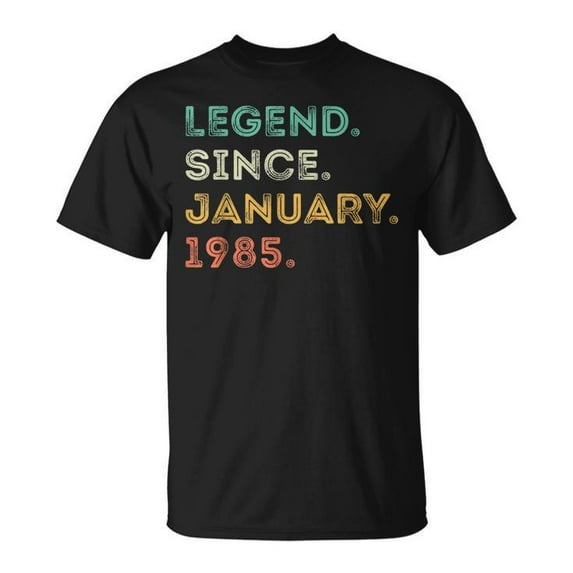 40 Years Old Legend Since January 1985 T-Shirt – 40th Birthday Shirt, Vintage 1985 Birth Year Tee, Classic 40th Birthday Celebration Gift for Men and Women