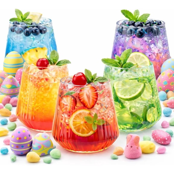 40 count 12 Ounce Ribbed Cups Origami Unbreakable Stemless Plastic Wine Champagne Whiskey Glasses Elegant Durable Disposable Indoor Outdoor Ideal for Home, Office, Bars, Wedding, Ripple (Clear)