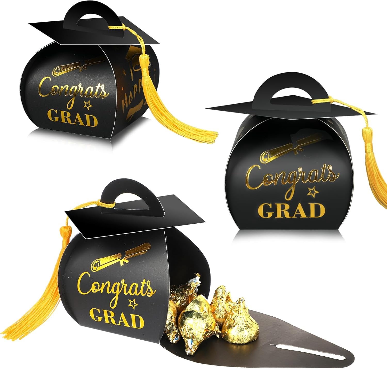 Grad Boxes 40 count 2026 Graduation Boxes, Graduation Party Favors Paper Candy Box ...