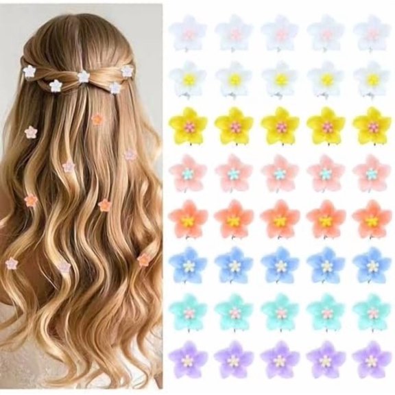 40 count Bridal Wedding Small Mini Rhinestone Flower Hair Clips Barrettes Clamps Hair Accessories for Little Girls  Teens Women Brides (Multicolor C)