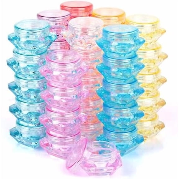 40 count  Containers,3 Gram Sample Empty Container Plastic Travel Pot Jar, for Eye Shadow Nails   Earrings Lotion Cream Sample Make-up Storage(8 Colors, 3ML)