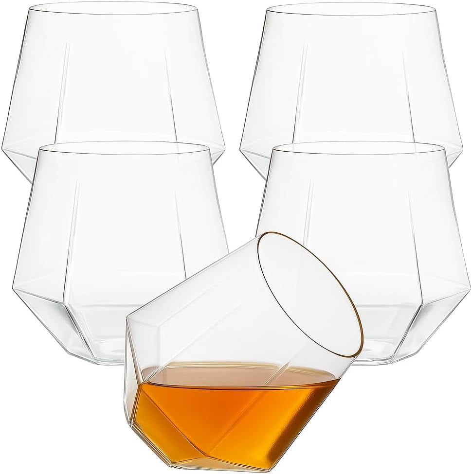 40 Pack Diamond Plastic Wine Glasses – Unbreakable Stemless Cups, Gold Rim, 12 Oz For Parties