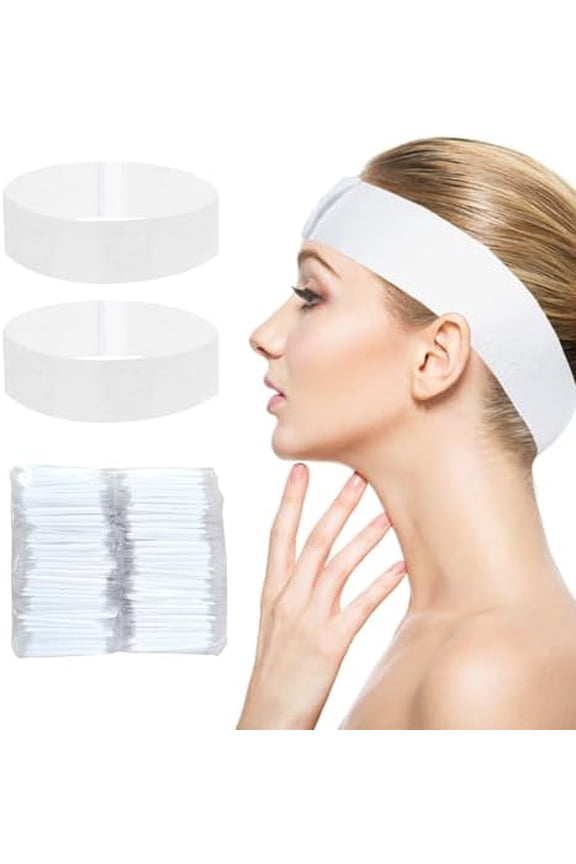 40 count Disposable Headbands for & Facials, Professional Elastic Facial Headbands for Estheticians & Skincare - Soft Adjustable Magic Tape Hair Band