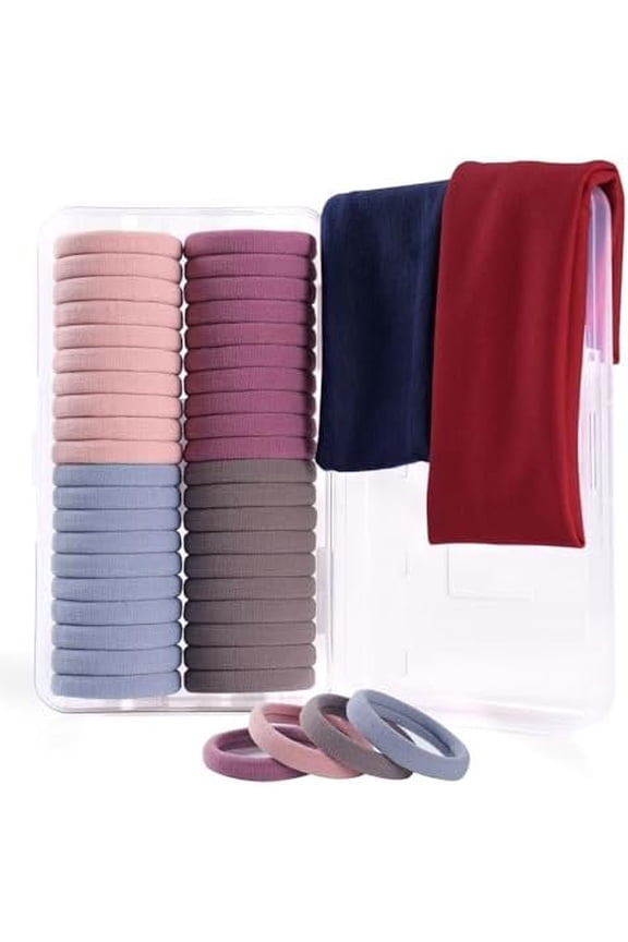 40 count No Hair Ties for Thick Hair & Ponytail Holders, Hair Elastics for Thick Hair,Nylon Seamless Hair Ties Set(2in Neutral)