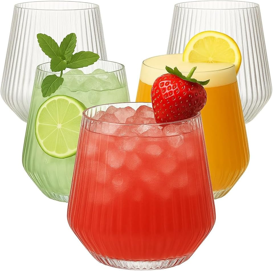 40 Pack Diamond Plastic Wine Glasses – Unbreakable Stemless Cups, Gold Rim, 12 Oz For Parties