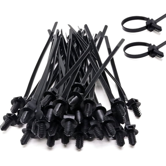 40 count Push Mount Zip Ties, 8.3 Inch Nylon Mount Wire Ties Snap in Zip Ties, Black Push Mount Ties Automotive Zip Ties Wire Harness Clips for Wire Tying (8.3" L x 0.2" W)