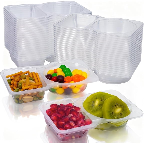 40 count  Snack Containers with , Snackle Box Container Portion Control, Double Compartment Containers for Travel  to go Sauce Pack Containers for
