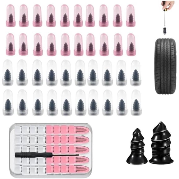 40 count Tire Repair Rubber Nails Kit,Vacuum Tire Repair Kits Spiral Rubber Nails, Tire Screw Plug Tool Self Service Tire Repair for , , , Tractor Tire Puncture Repair