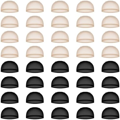 40 count Wig Cap, Nylon Stocking Wave Caps, Stretchy Lightweight Stocking Wig Caps for Men Women Adult ( Color, Black)