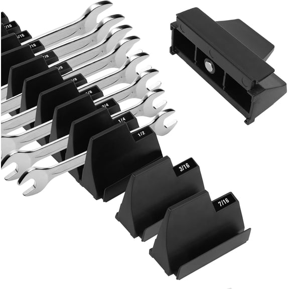 40 count Wrench Organizer for Tool Box Drawer Organization and Storage, Modular Wrench Holder/Rack Set with Metric & SAE Labels (Black)